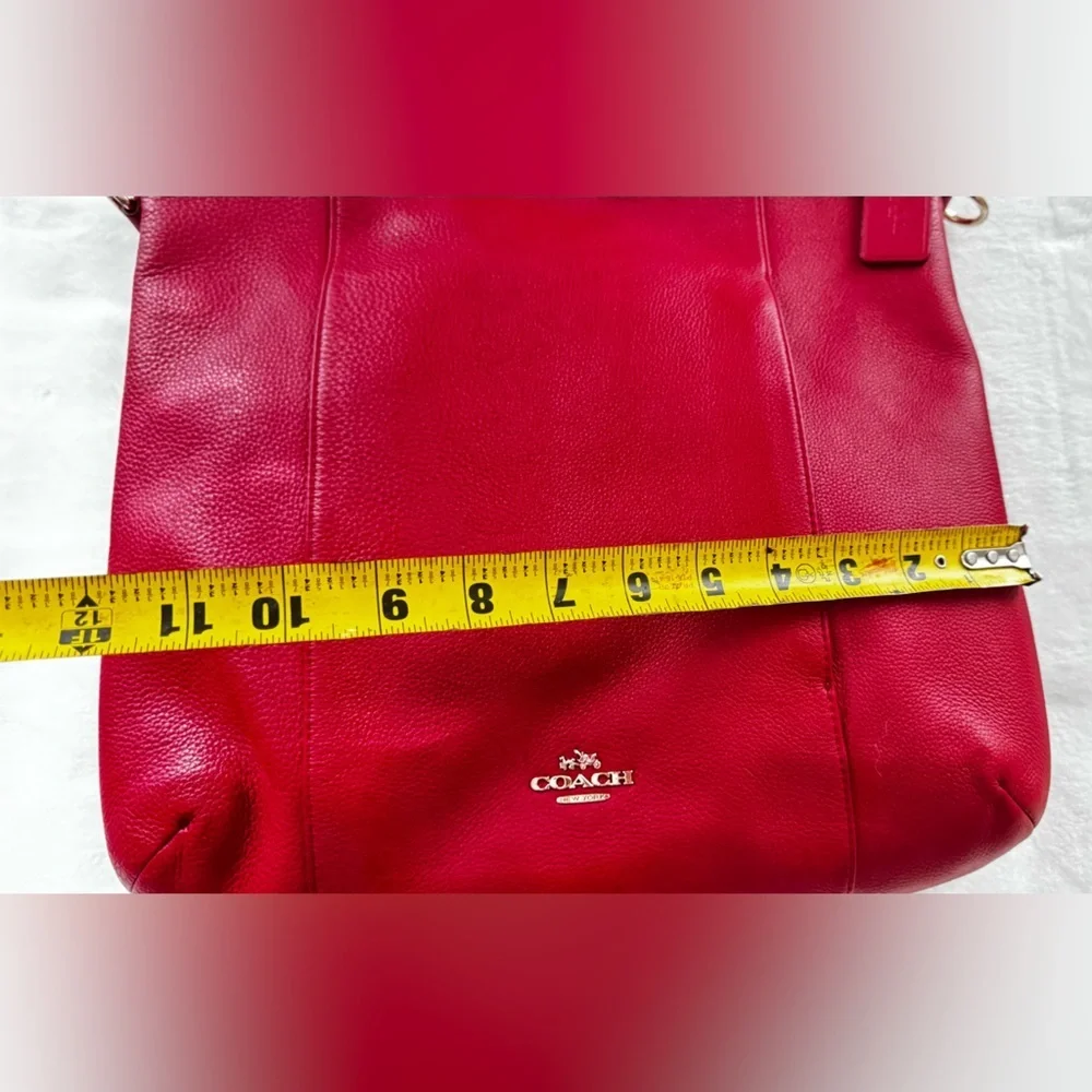 COACH Isabella Vibrant RED Leather Bag Shoulder Pebble Gold Hardware Handbag.